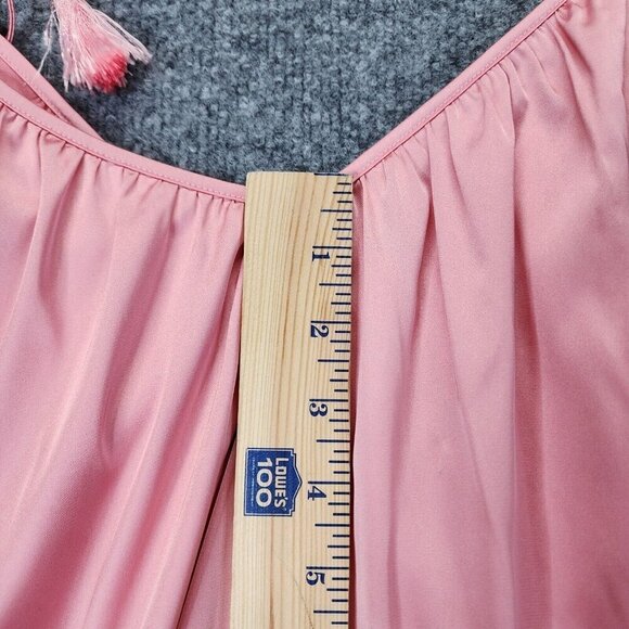 NEW Line & Dot REVOLVE Rampling Mini Babydoll Satin Pink Dress Cold Shoulder XS - Picture 12 of 15